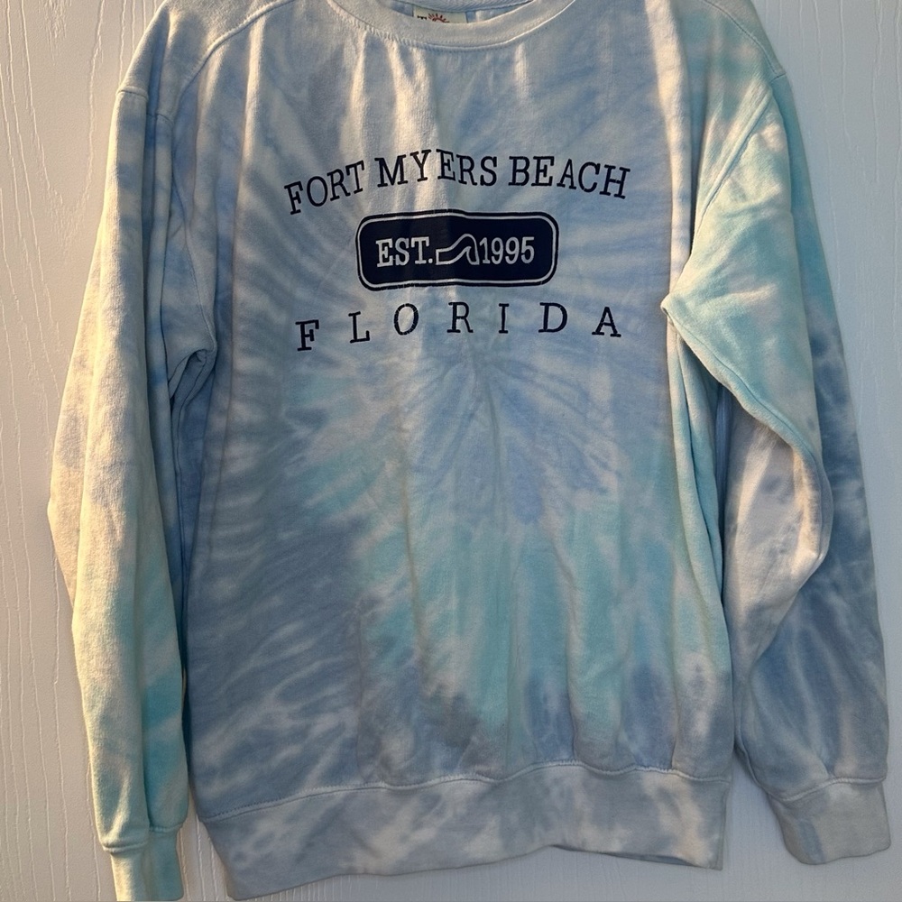 Fort Myers beach Florida blue tie dye long sleeve sweatshirt women’s medium - Picture 2 of 5